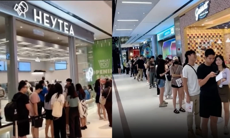 Malaysians Wait Up to 2 Hours for HeyTea's Buy One, Free One Offer at TRX Mall, Father Purchases for Pregnant Daughter's Craving