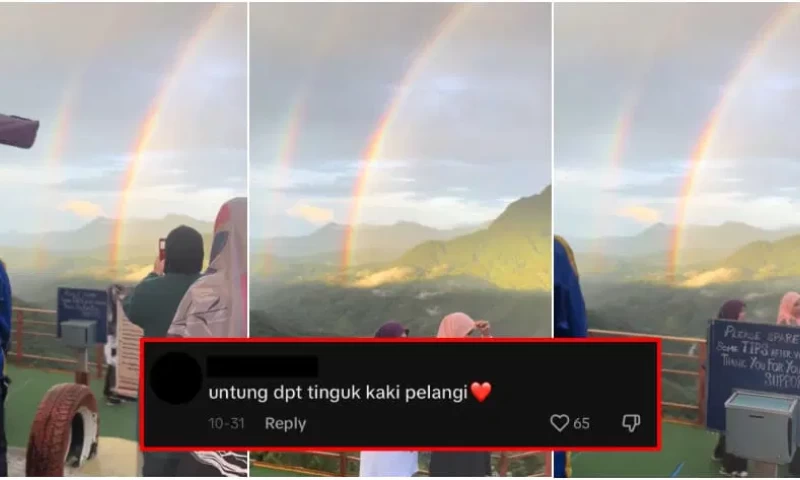 Malaysians Marvel at Stunning Double Rainbow Display at Peranggi View Point in Sabah