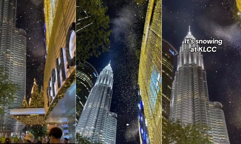 Widespread Snowfall Around KLCC Amuses Malaysian Netizens in Viral Video