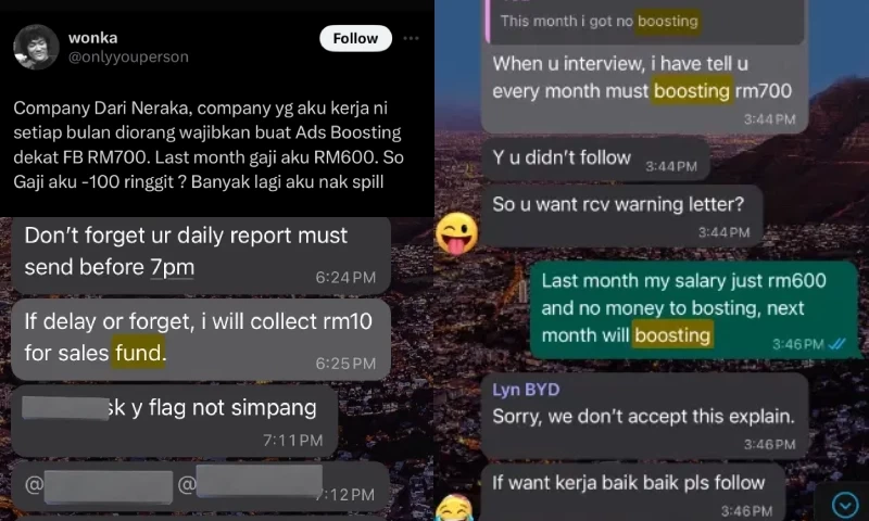 Nightmarish Workplace: Employer Demands Malaysian Employee to Cover RM700 Monthly Ad Boosting Costs on a RM600 Salary