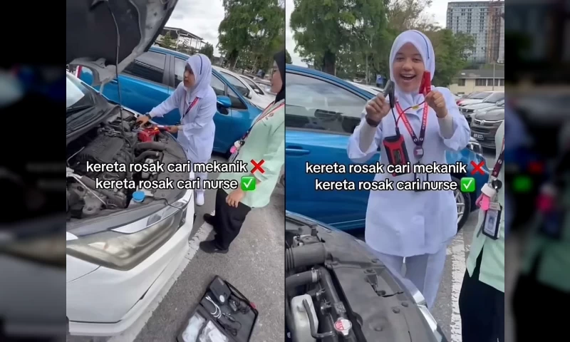 Malaysian Nurse Rescues Co-Worker's Stranded Vehicle in Hospital Parking Area, Leaves Netizens in Awe