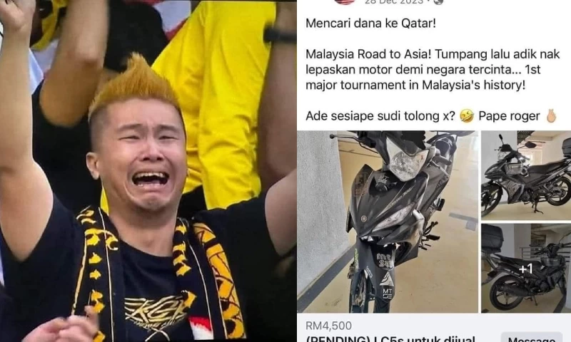 Malaysian Football Enthusiast Sacrifices Motorcycle to Attend Malaysia vs. South Korea Match at Asian Cup in Qatar