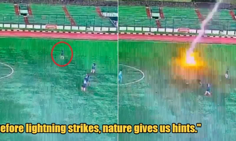 Terrifying Footage Captures Indonesian Football Player Being Hit by Lightning During Match