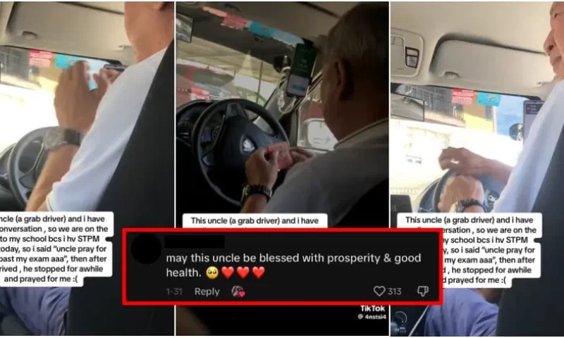 Compassionate Malaysian Grab Driver Offers Prayer to STPM Candidate Before Transporting Her to Examination Venue