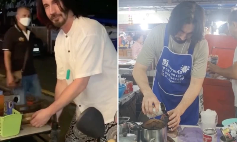 Keanu Reeves Doppelgänger Seen Washing Dishes and Selling Grilled Cuttlefish in Thailand