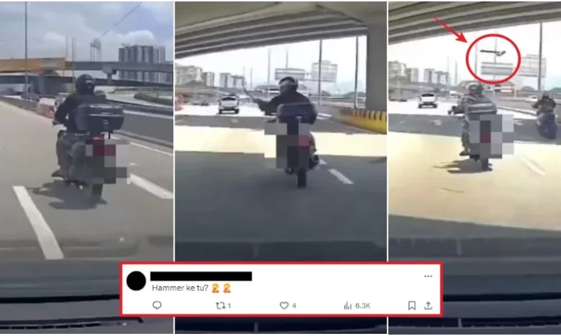 Video Shows Motorcyclist Recklessly Throwing Hammer in Front of Moving Car on DUKE Highway