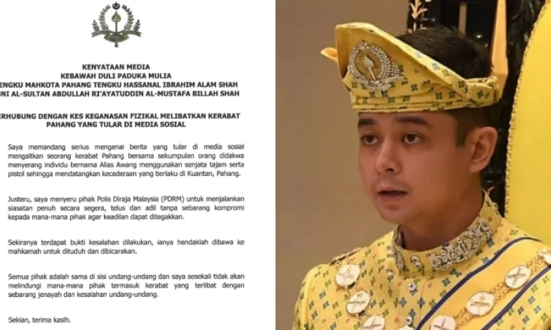 Pahang Crown Prince Calls for Impartial Investigation Into Royal Family Member Accused of Criminal Assault