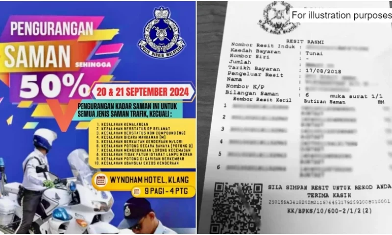 PDRM Offers 50% Discount on Summons for All Malaysians Starting Today Until Tomorrow!