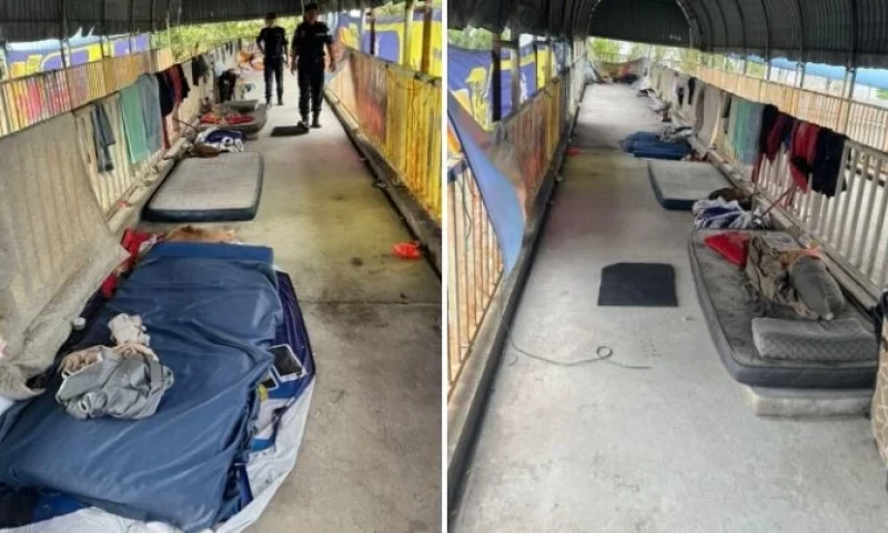 Foreigners Convert Subang Jaya Pedestrian Bridge into a Living Space, Furnished with Chairs and Mattresses