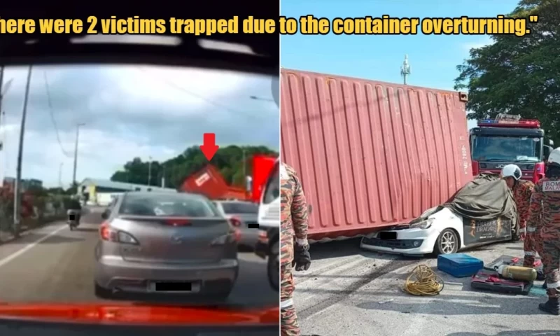 21-Year-Old Woman Tragically Killed After Container Overturns and Crushes Her Car at Penang Traffic Light